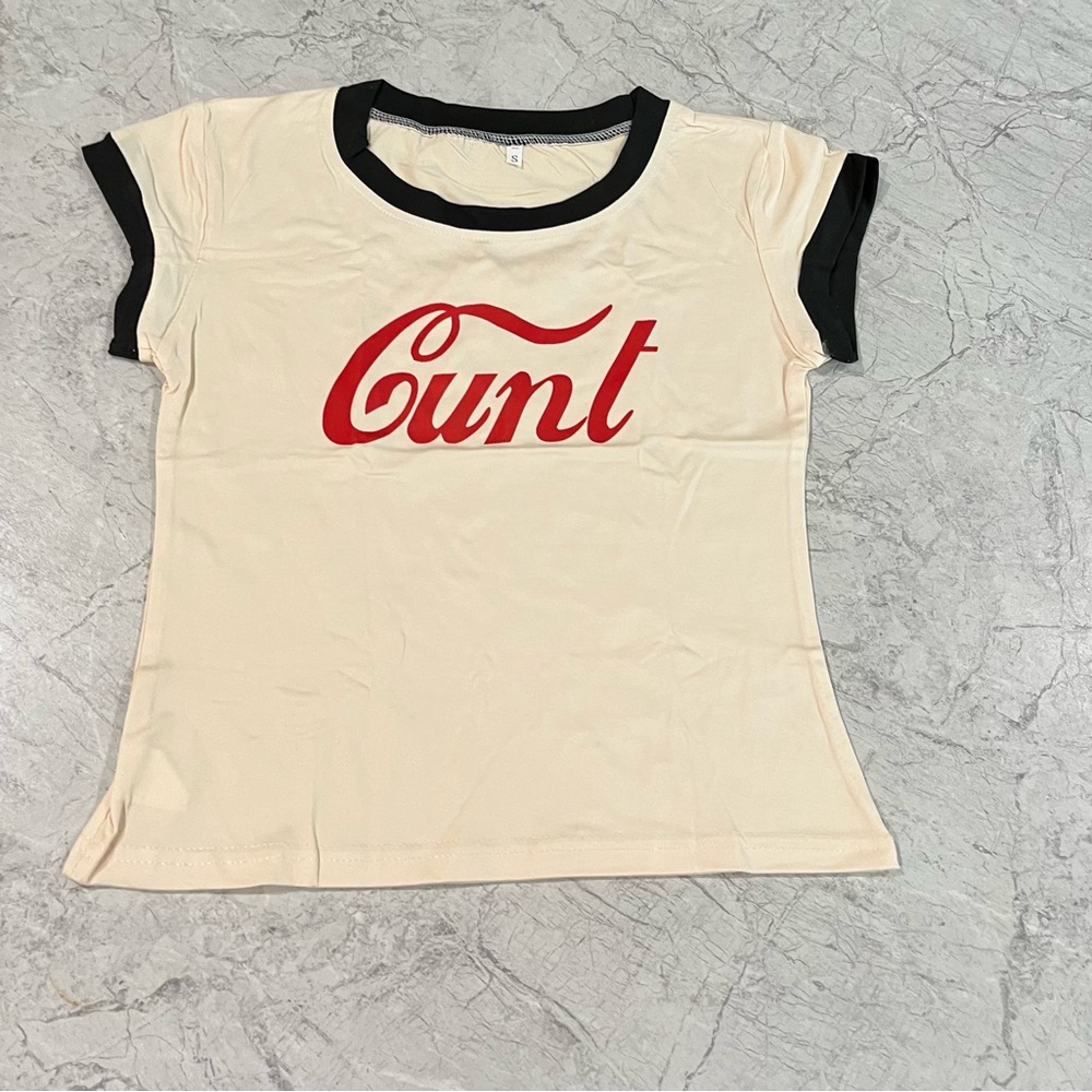 Coca-Cola Print C.u.nt Baby Tee Rude Offensive Funny Gamer Crop Top Cool Gift